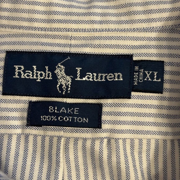 Ralph Lauren Blake XL Blue White Stripe Oxford Shirt NWT Pony Logo - Picture 2 of 8